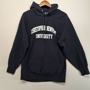 Vintage Christopher Newport University Hoodie Medium MV Sport Pro Weave Navy